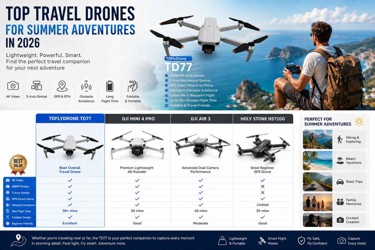 Top Travel Drones for Summer Adventures in 2026